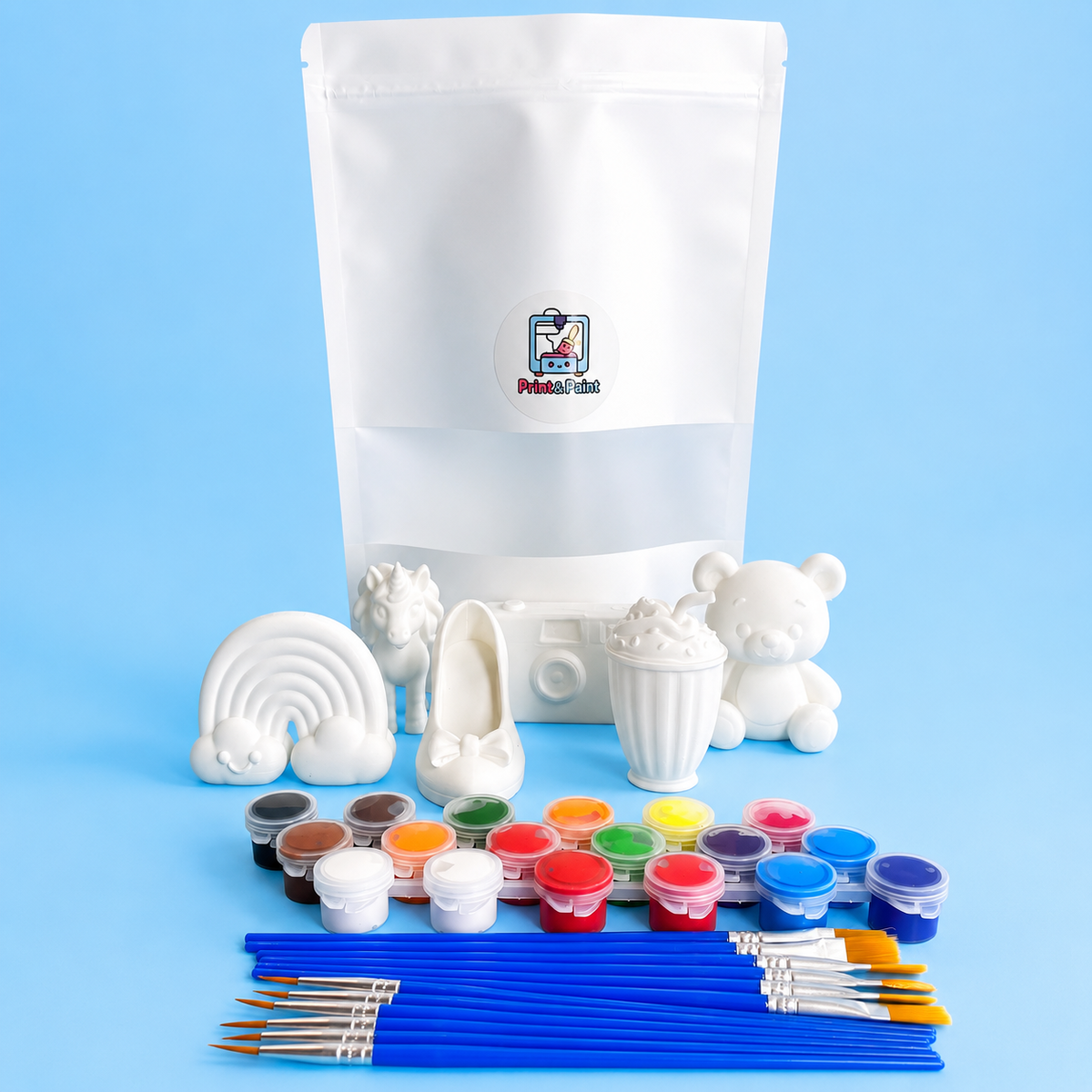 Chic Theme Paint Party Kit – 6 DIY 3D Printed Miniatures with Paint