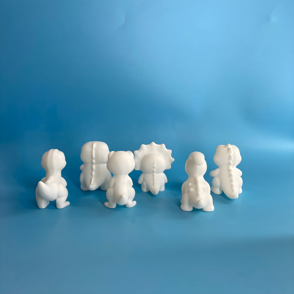 Dino Theme Paint Party Kit – 6 DIY 3D Printed Miniatures with Paint