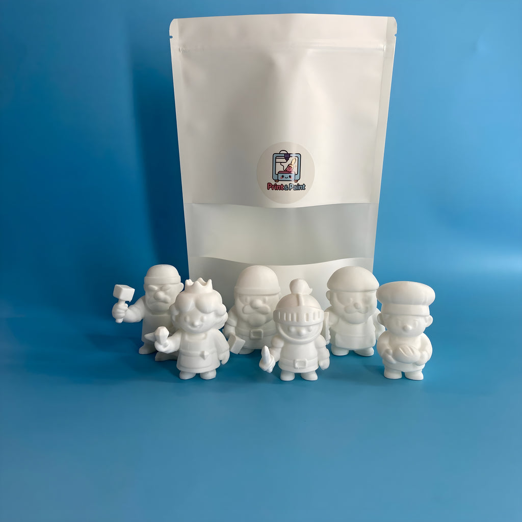 Village Theme Paint Party Kit – 6 DIY 3D Printed Miniatures with Paint