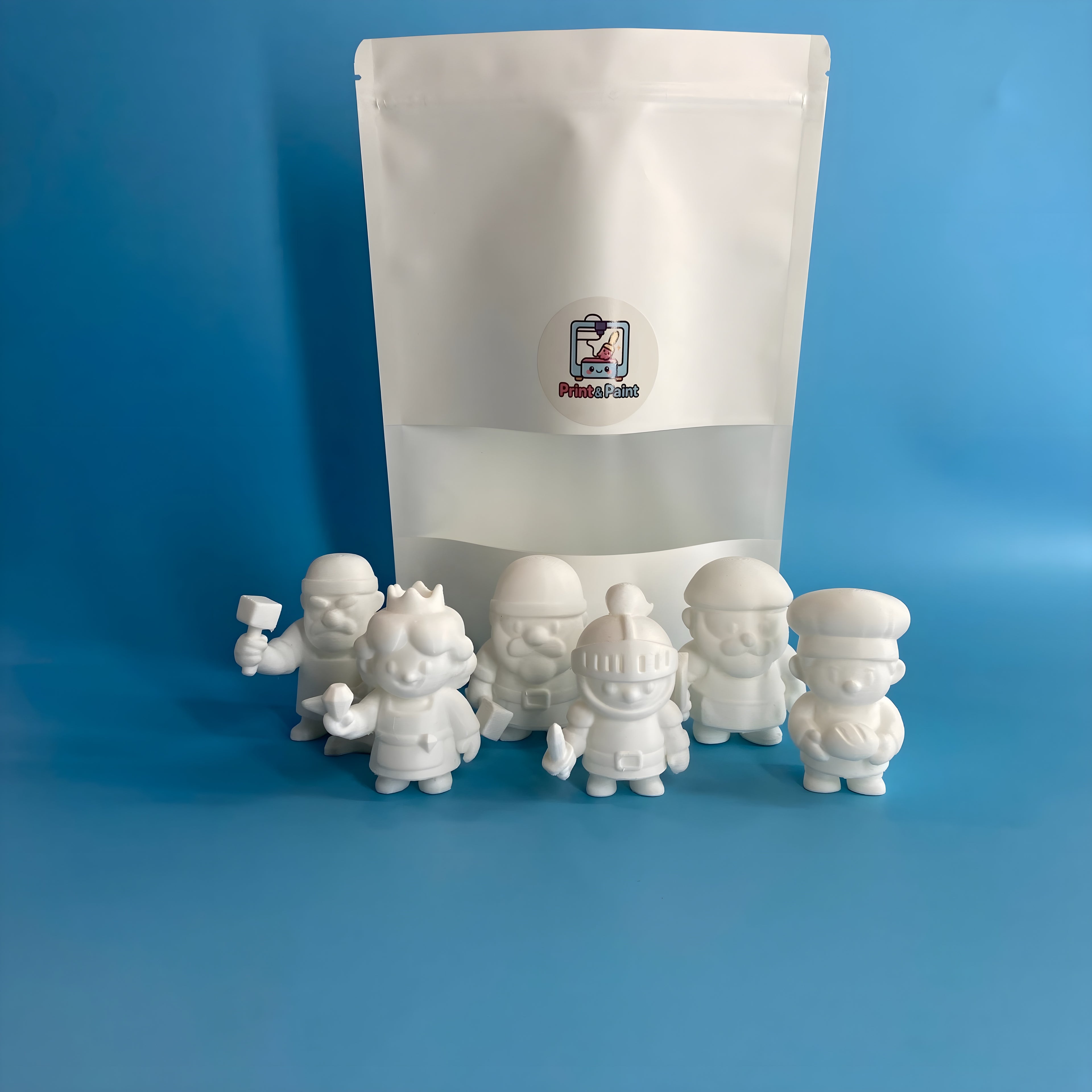 Village Theme Paint Party Kit – 6 DIY 3D Printed Miniatures with Paint